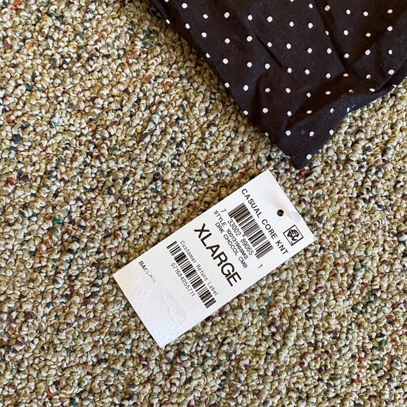 Charter Club White/DRK CHOCOL polka dots 3/4 sleeve top - Picture 3 of 7